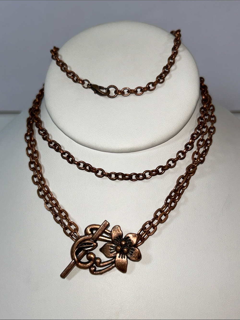 Artisan Handmade Set Of Two Solid Copper Necklaces 18” & 19”